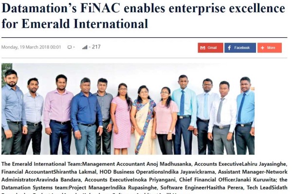 Datamation's FiNAC enables enterprise excellence for Emerald International