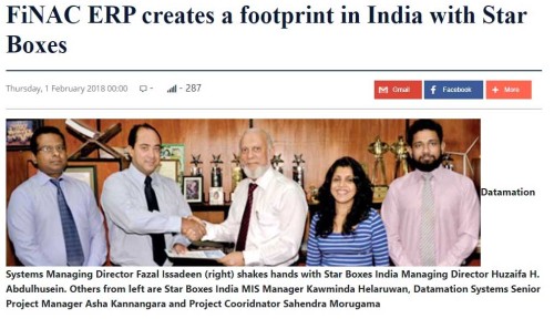 FiNAC ERP creates a footprint in India with Star Boxes