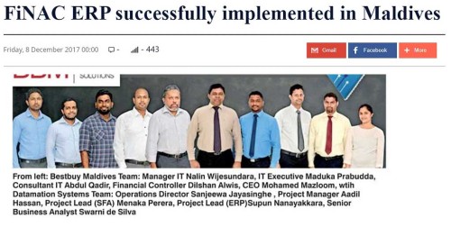 FiNAC ERP successfully implemented in Maldives